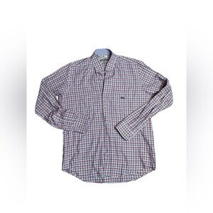 Dario Beltran Men's Button Down Shirt Blue & Red Plaid Size Medium 40 15 3/4